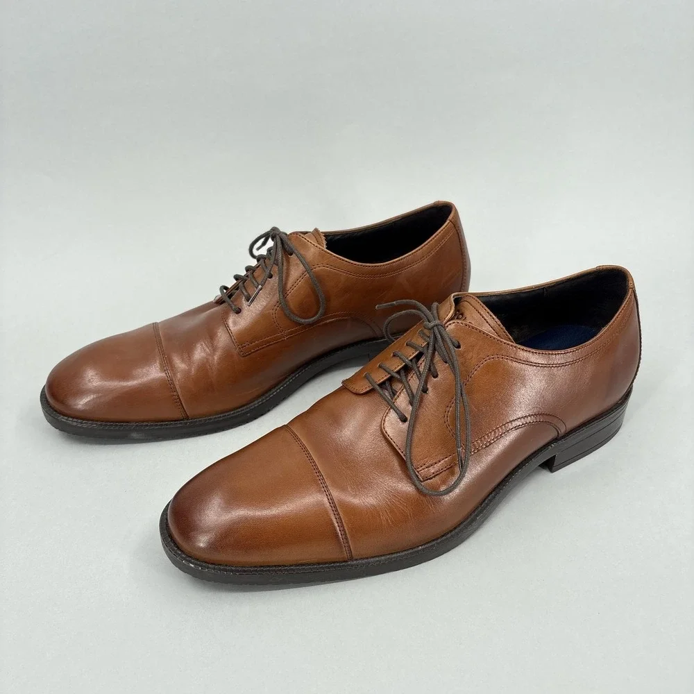 Cole Haan Shoes Mens 9.5 Brown Leather Cap Toe Derby Dress Grand.OS C34138